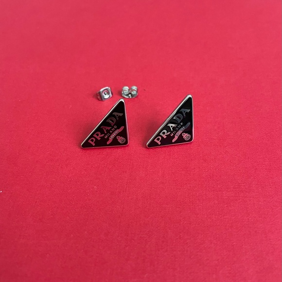 Prada logo triangle stud earrings - Picture 2 of 4